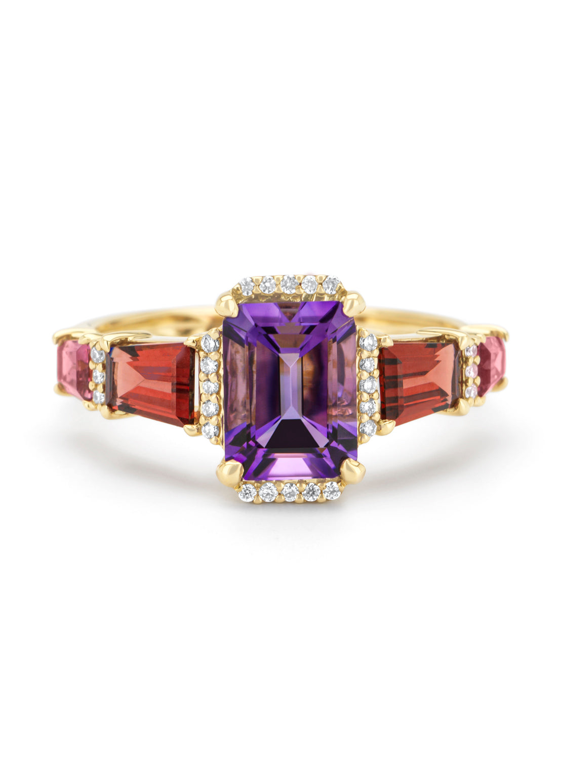 Geelgouden ring, 1.36 ct paarse amethist, Gallery