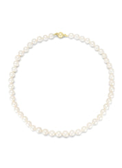 Yellow gold pearl chain rivièra