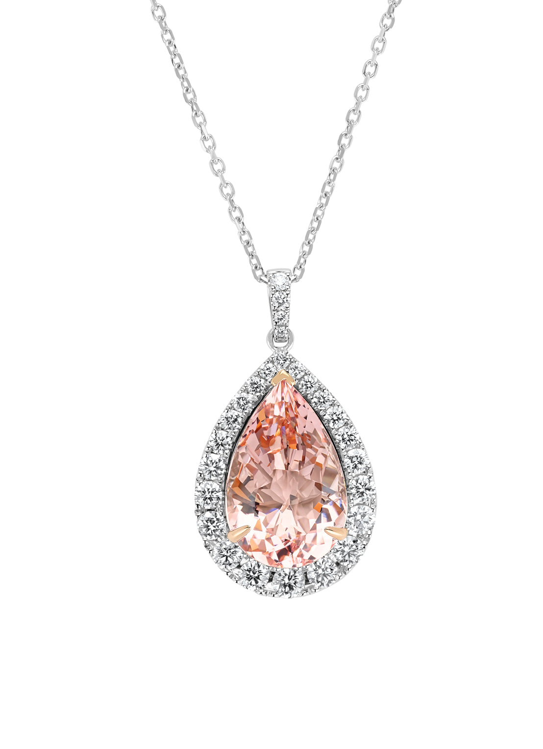 Gold necklace, 12.20 ct pink morganite, Gallery