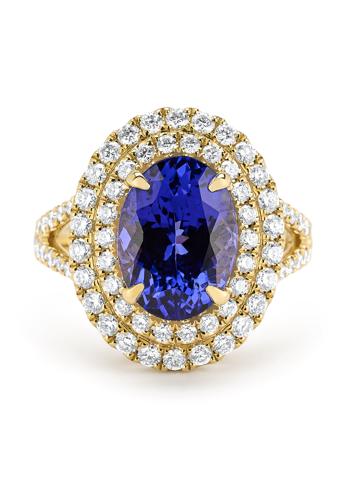 Geelgouden ring, 4.78 ct tanzaniet, Gallery