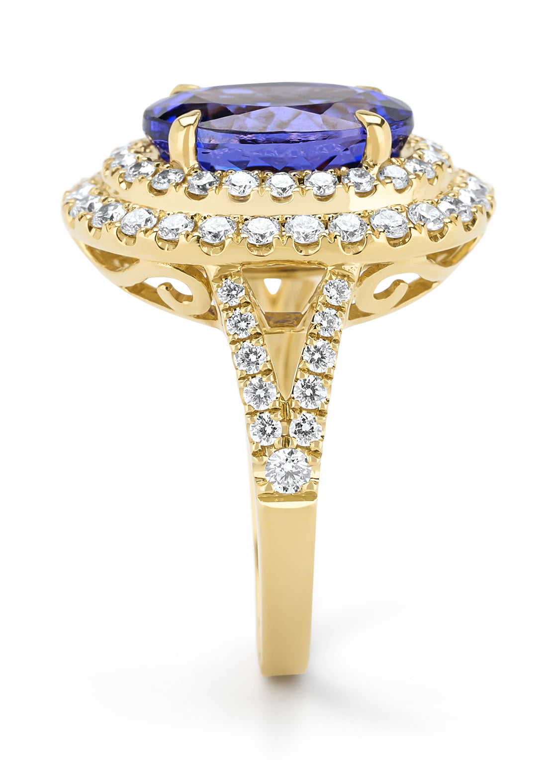 Geelgouden ring, 4.78 ct tanzaniet, Gallery