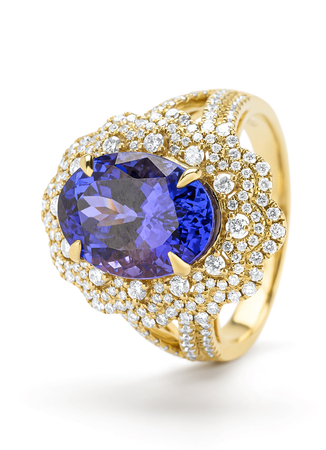 Yellow gold ring, 6.77 CT Tanzaniet, gallery