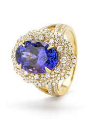 Geelgouden ring, 6.77 ct tanzaniet, Gallery