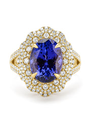 Geelgouden ring, 6.77 ct tanzaniet, Gallery