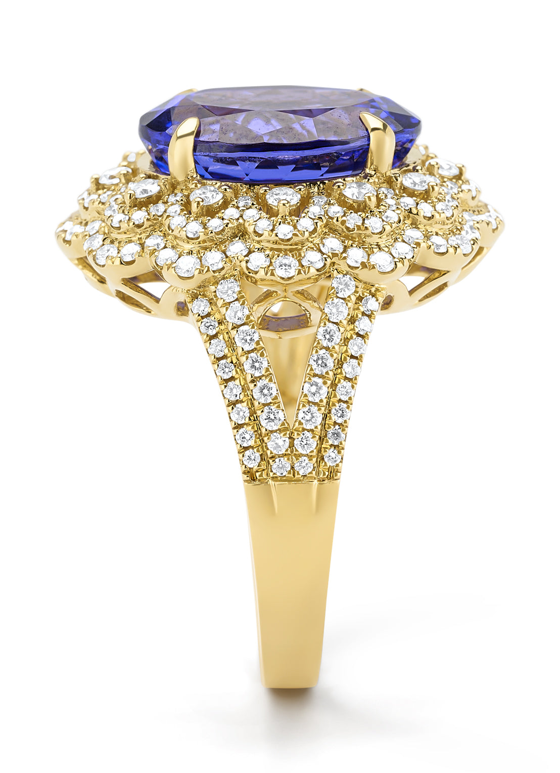 Geelgouden ring, 6.77 ct tanzaniet, Gallery