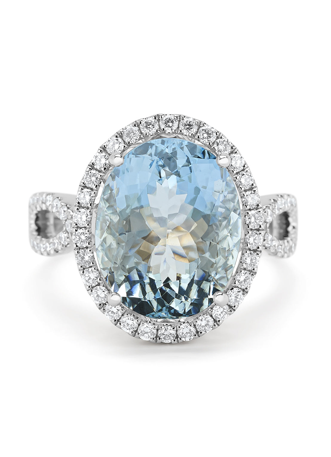 Witgouden ring, 6.86 ct aquamarijn, Gallery