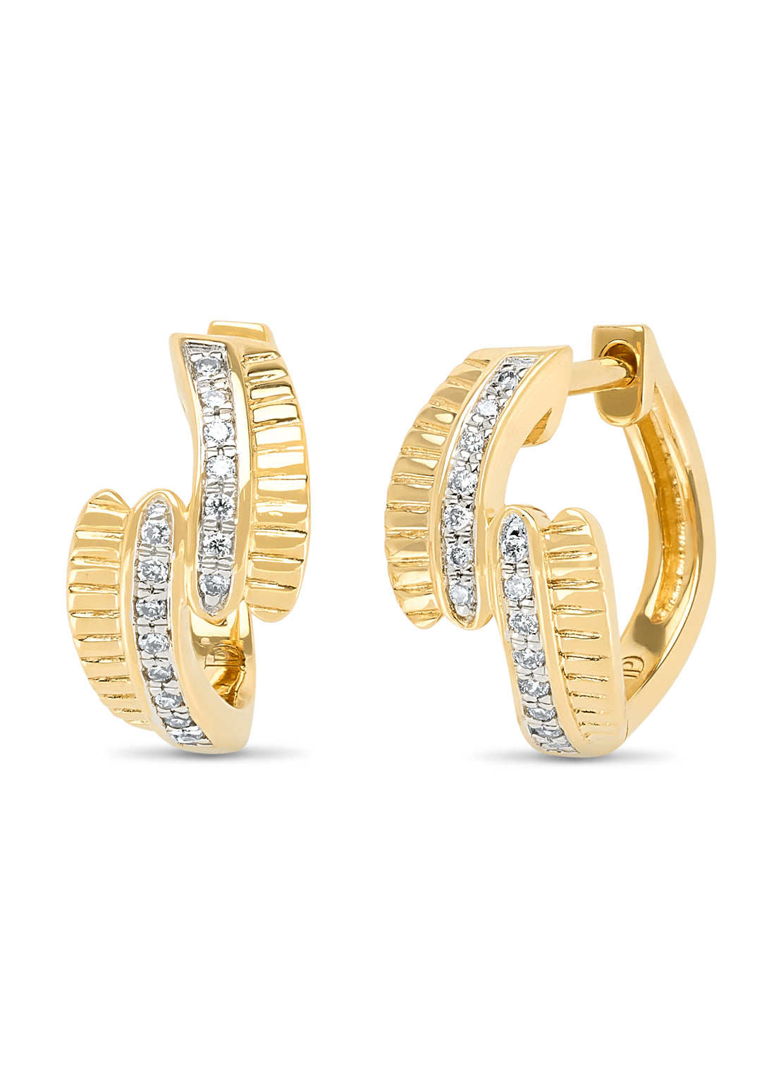 Yellow gold earrings, 0.09 ct diamond, Alliance