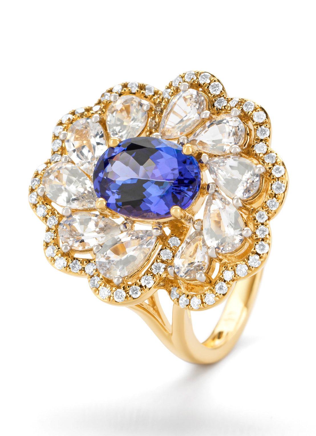 Geelgouden ring, 1.54 ct tanzaniet, Gallery