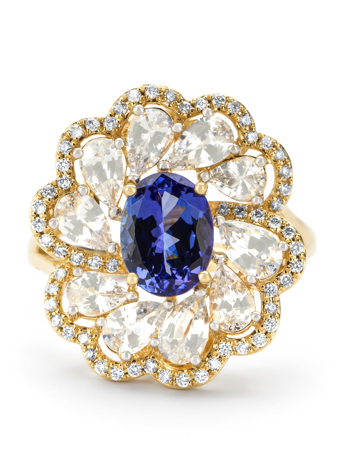 Geelgouden ring, 1.54 ct tanzaniet, Gallery