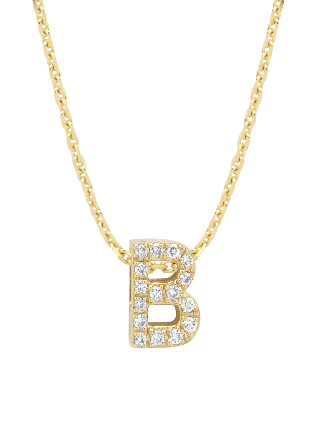 Yellow gold pendant B, 0.06 ct diamond, Alphabet