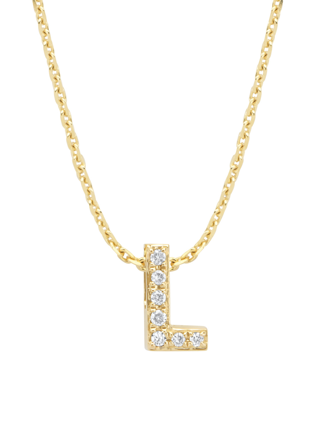Yellow gold pendant L, 0.03 ct Diamond, Alphabet