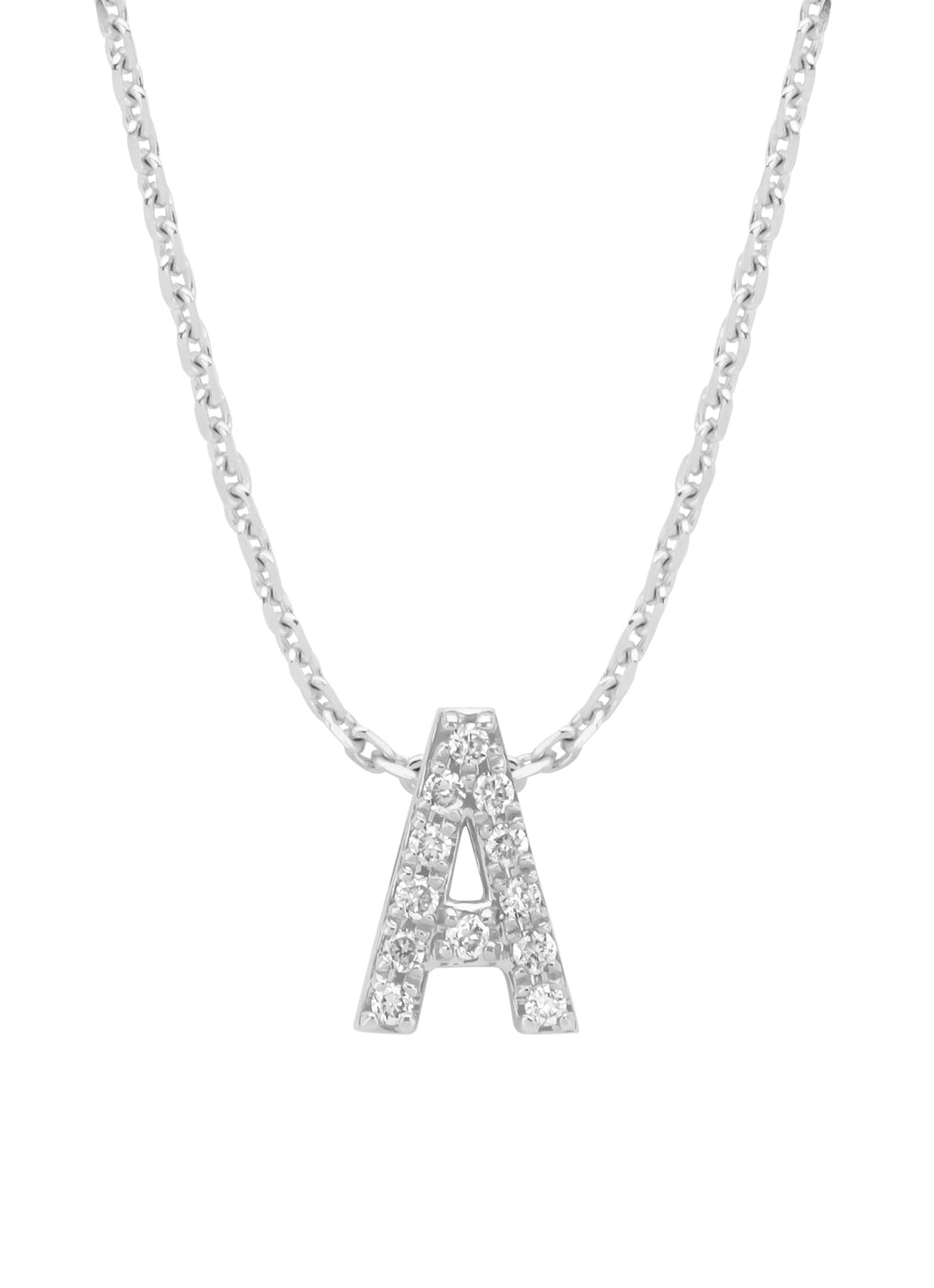 White gold pendant A, 0.05 ct diamond, Alphabet