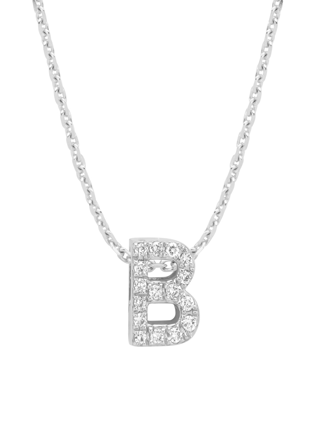 White gold pendant B, 0.07 ct diamond, Alphabet