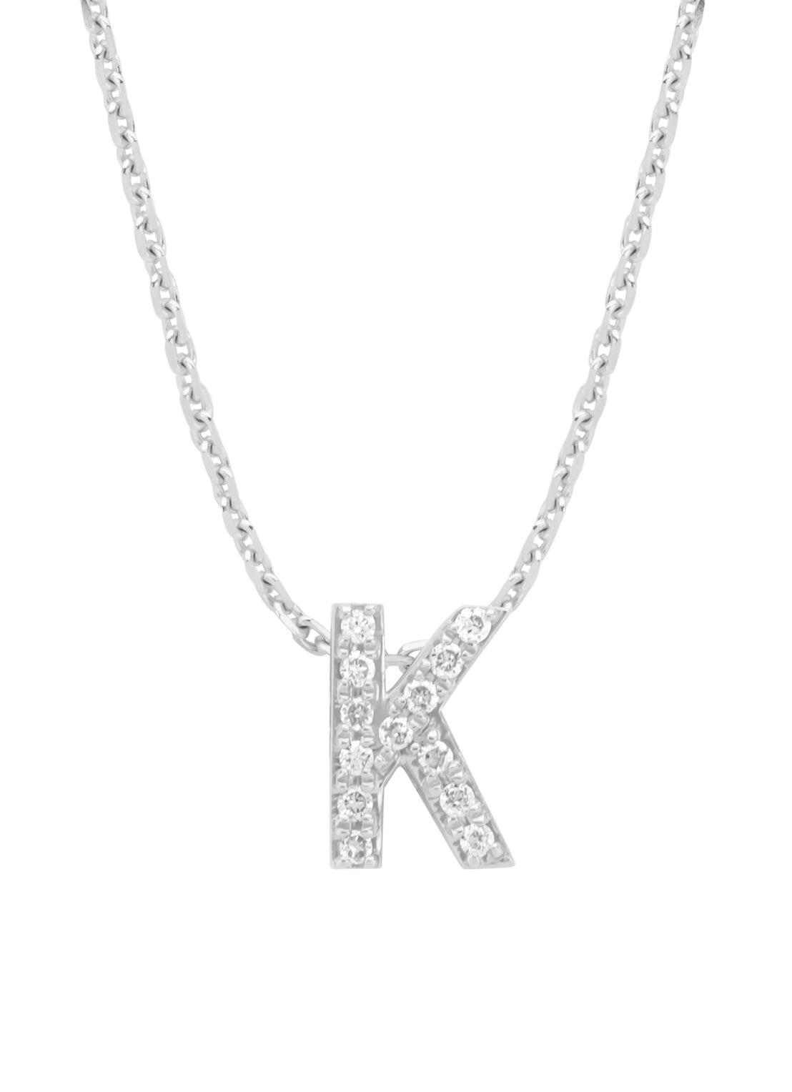 White gold pendant K, 0.05 ct diamond, Alphabet