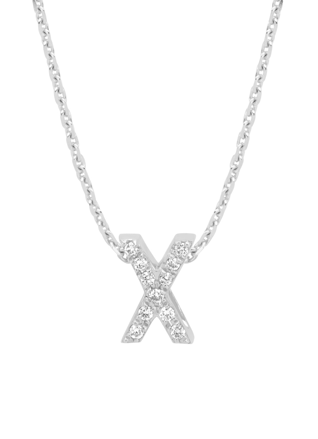 White gold pendant X, 0.05 ct diamond, Alphabet