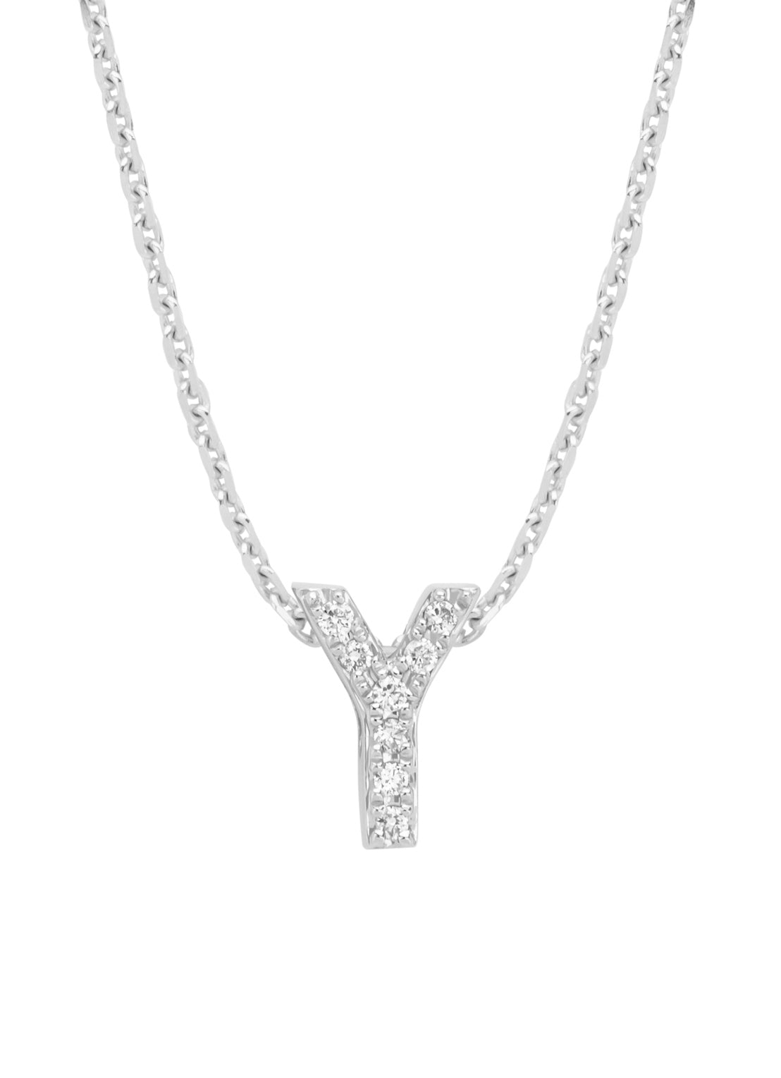 White gold pendant Y, 0.03 ct diamond, Alphabet