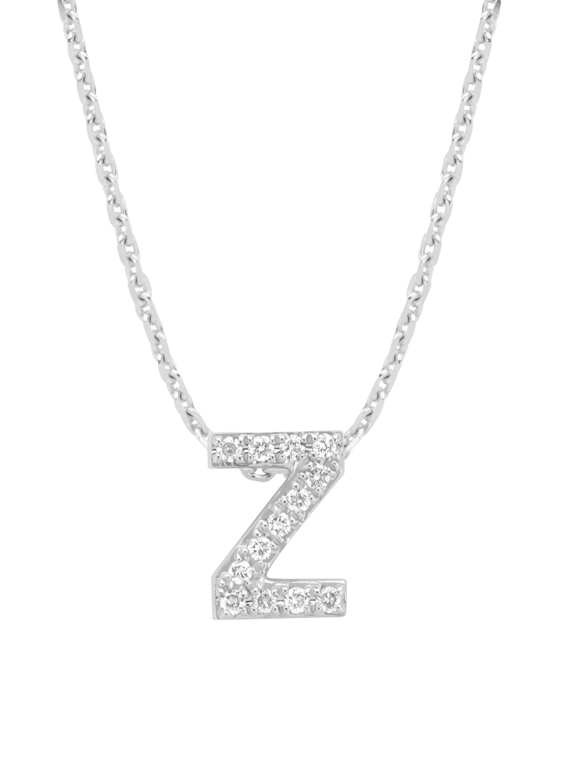 Witgouden hanger Z, 0.05 ct diamant, Alphabet