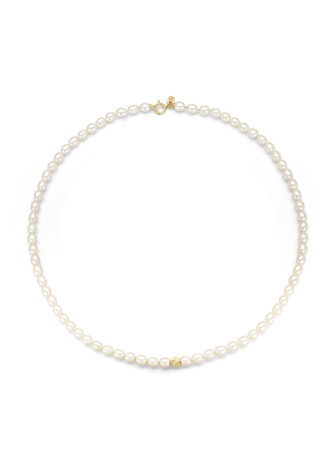 Yellow gold pearl chain rivièra