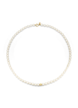 Yellow gold pearl chain rivièra