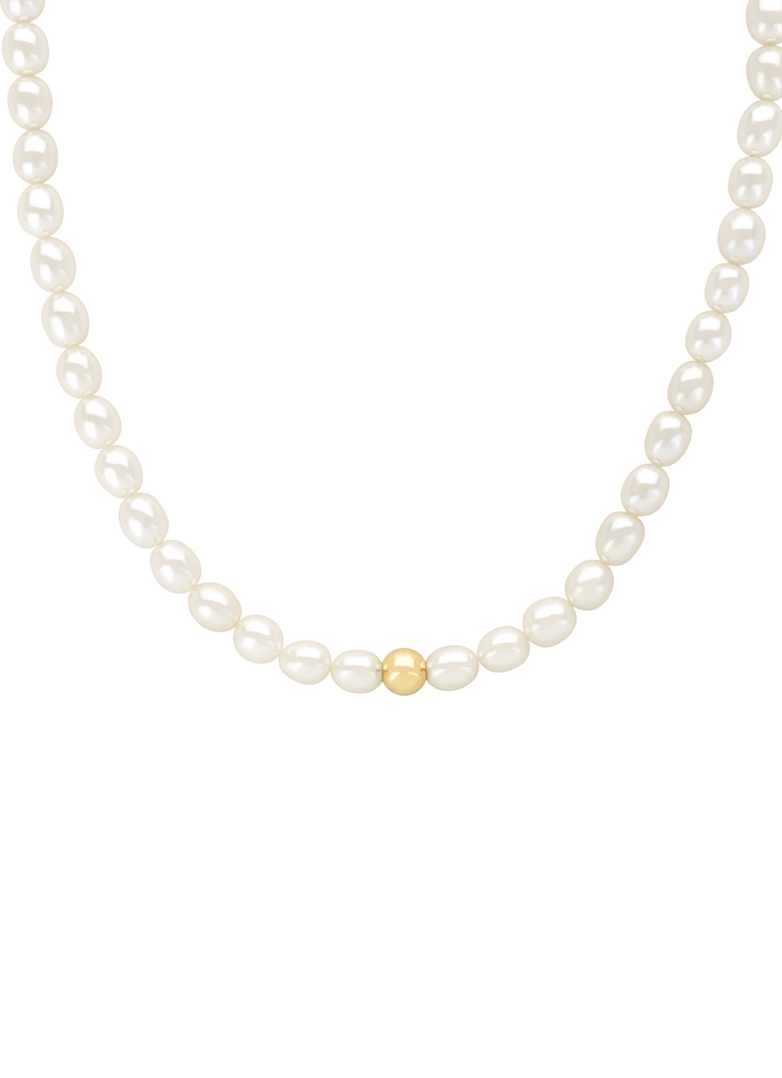 Yellow gold pearl chain rivièra
