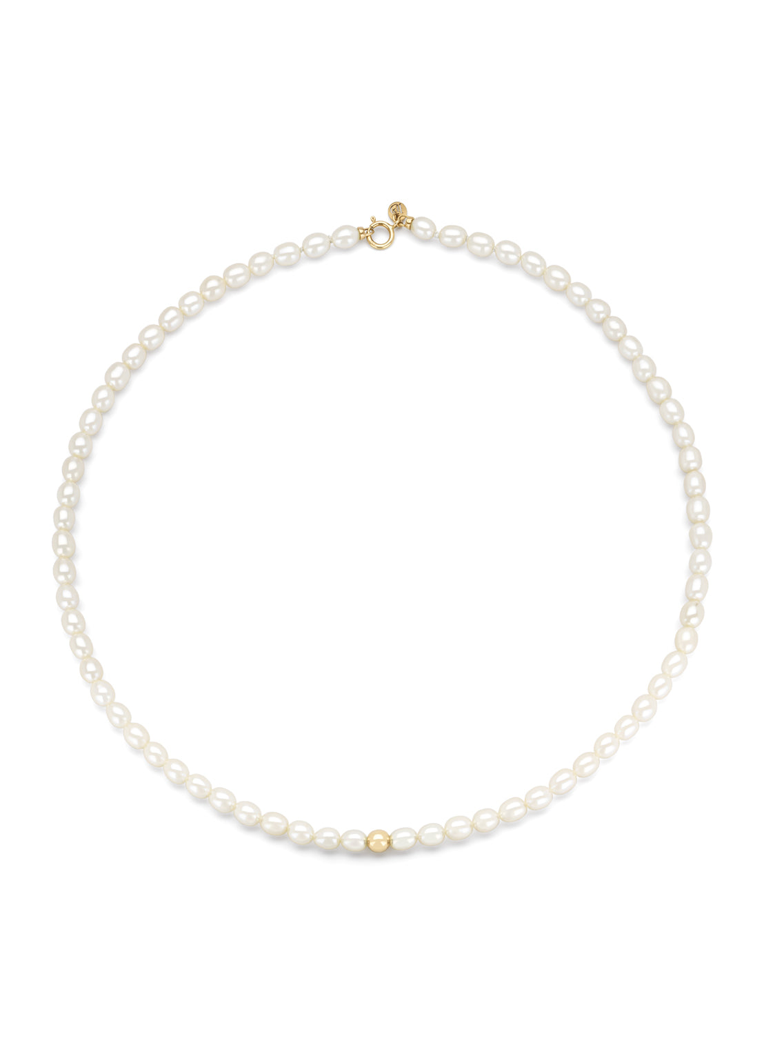 Yellow gold pearl chain rivièra