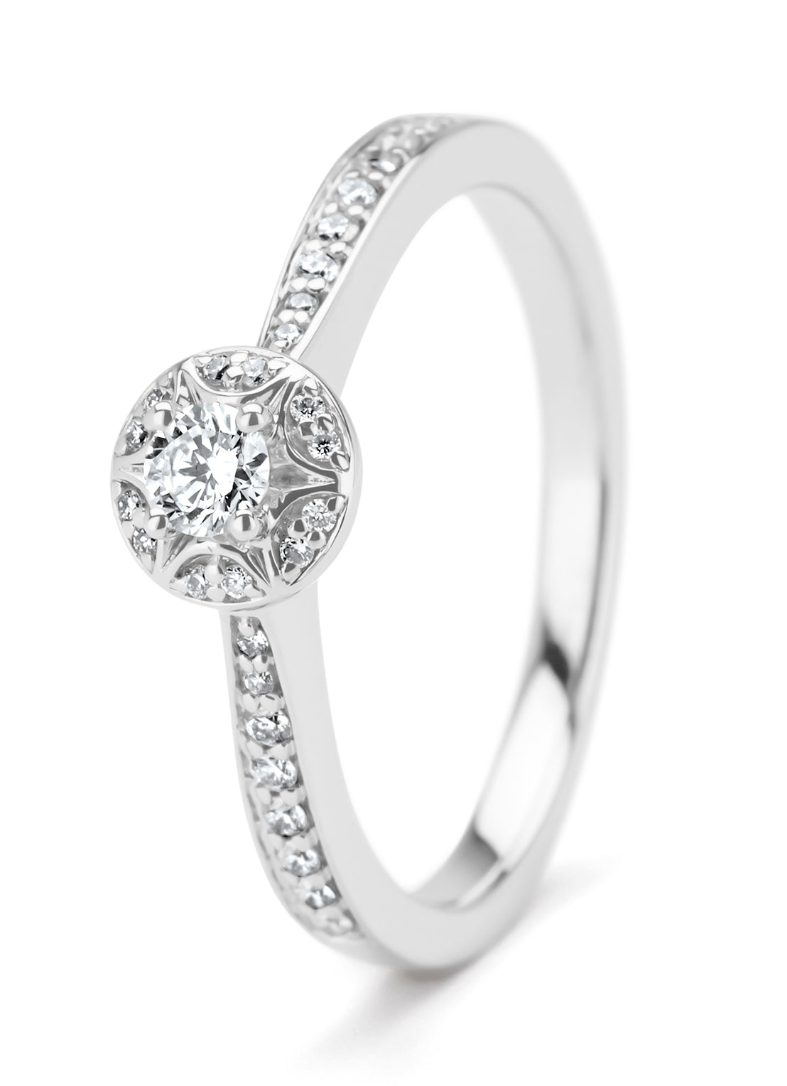 Witgouden ring, 0.24 ct diamant, Solitair