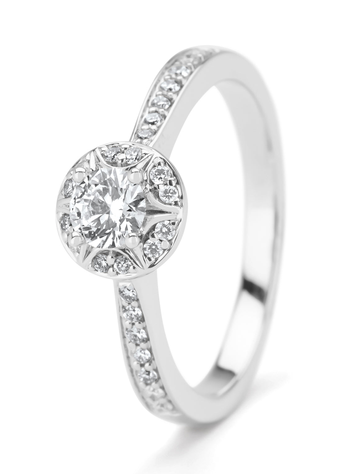 White gold ring, 0.46 ct diamond, solitary