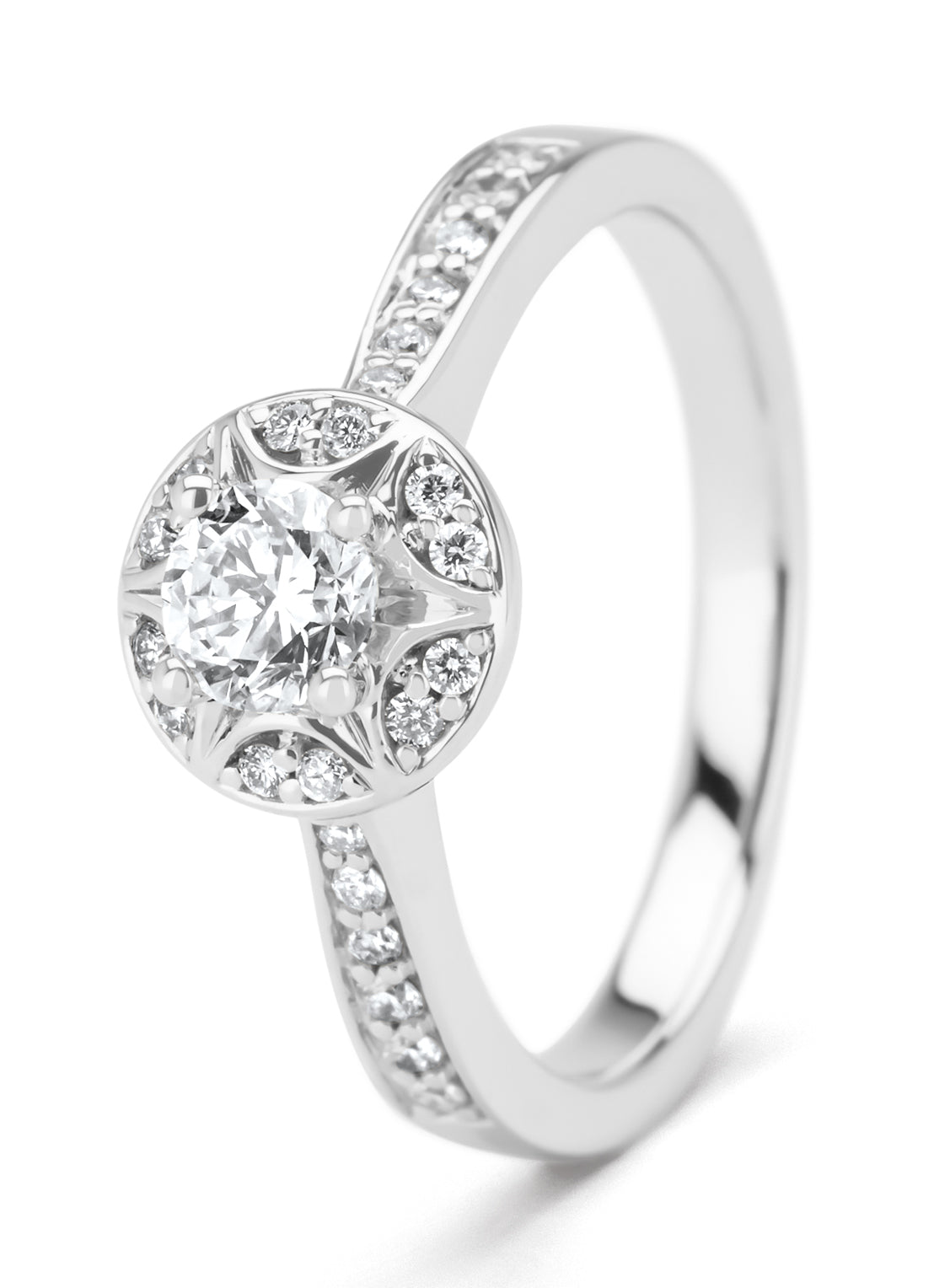 White gold ring, 0.57 ct diamond, solitary