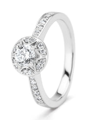 Witgouden ring, 0.57 ct diamant, Solitair