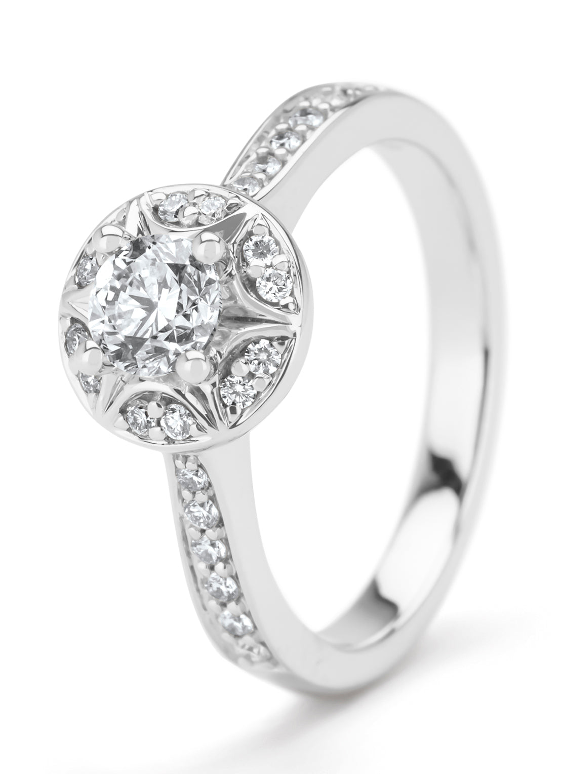 Witgouden ring, 0.71 ct diamant, Solitair