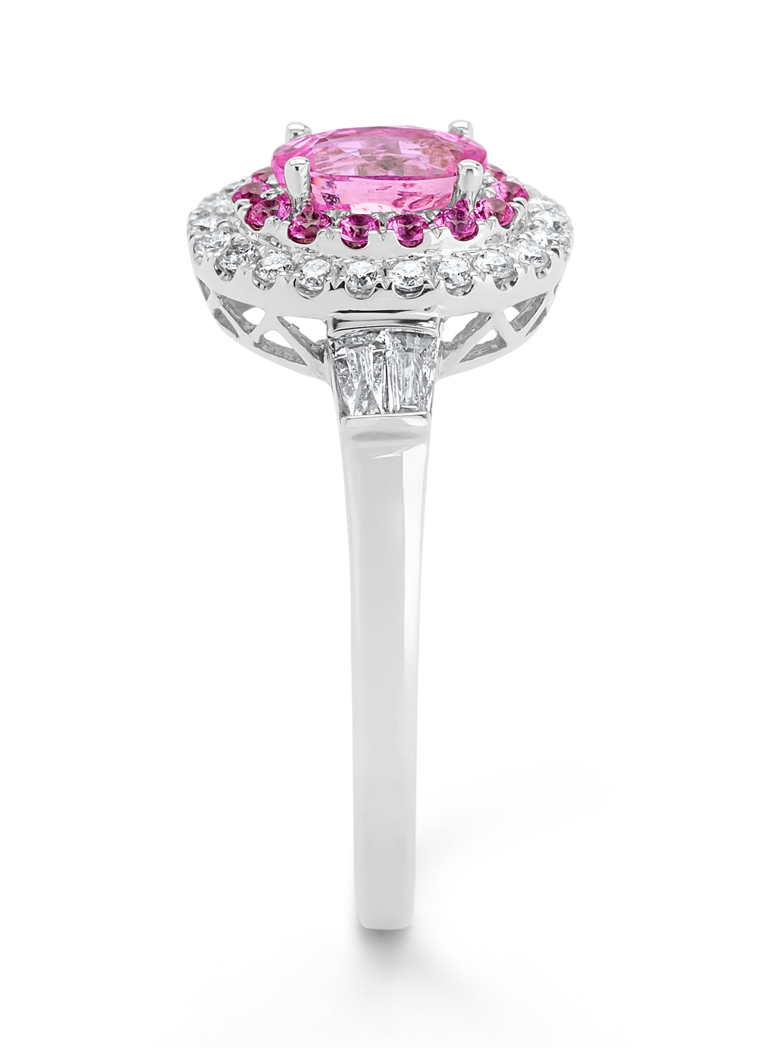 Witgouden ring, 0.65 ct roze saffier, Eden