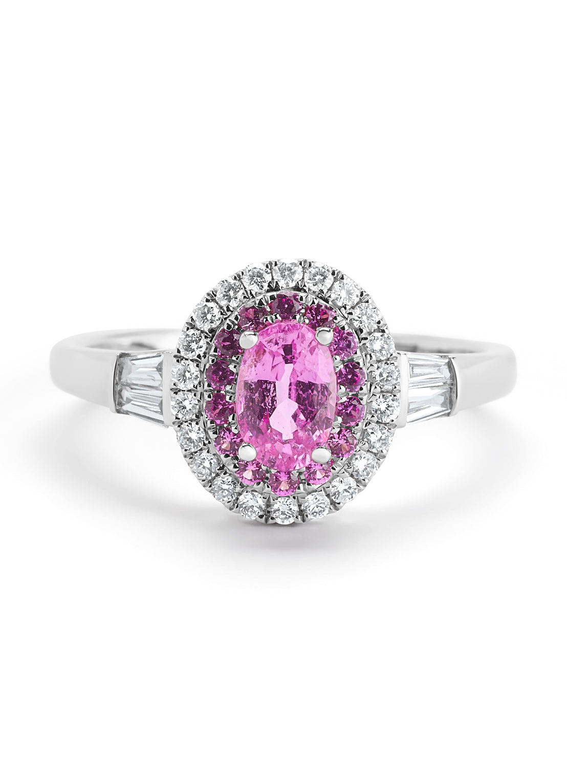Witgouden ring, 0.65 ct roze saffier, Eden