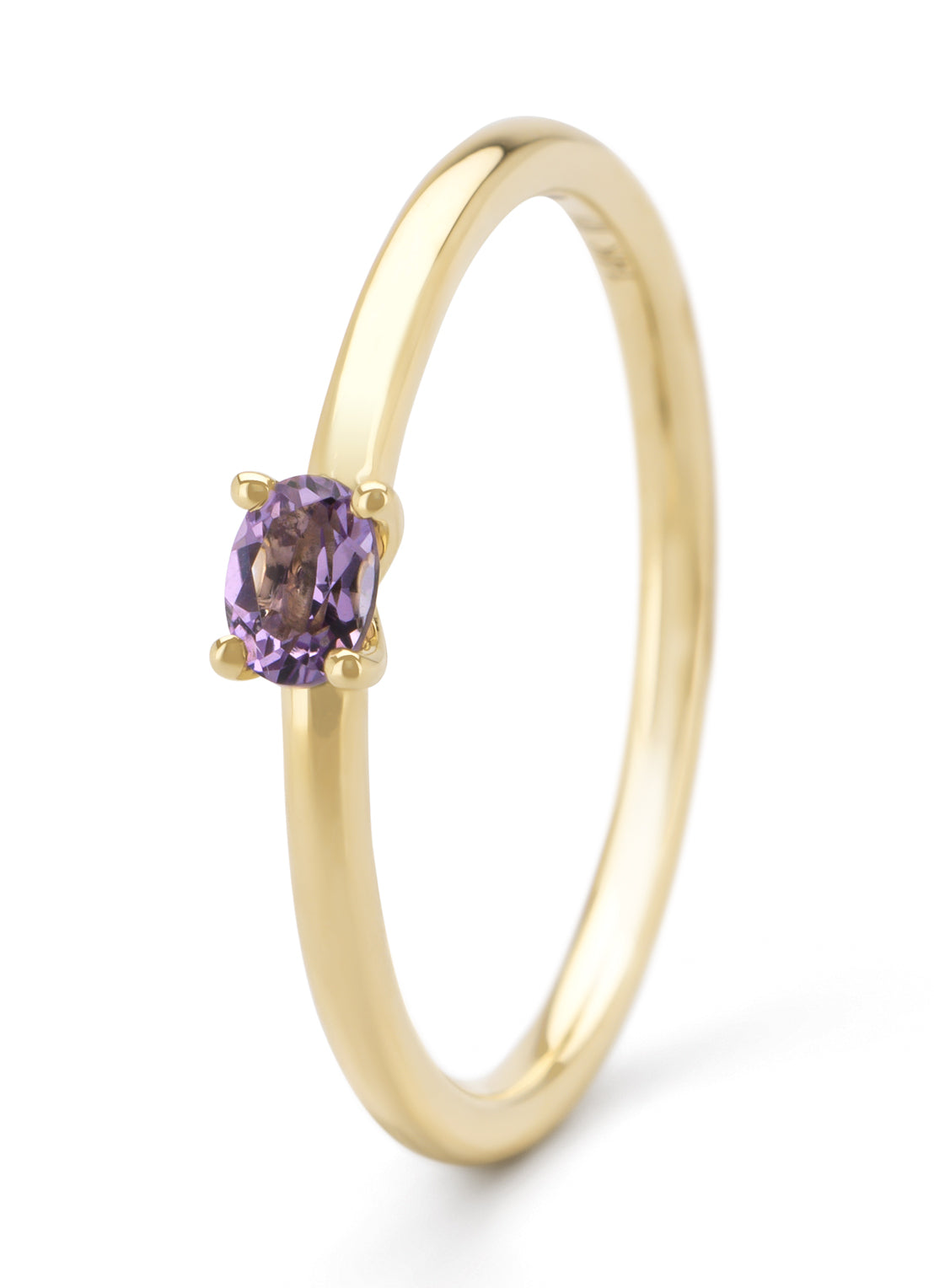 Geelgouden ring, 0.14 ct paarse amethist, Joy