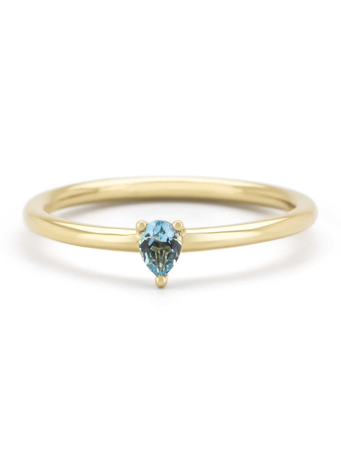 Yellow gold ring, 0.18 ct topaz, joy