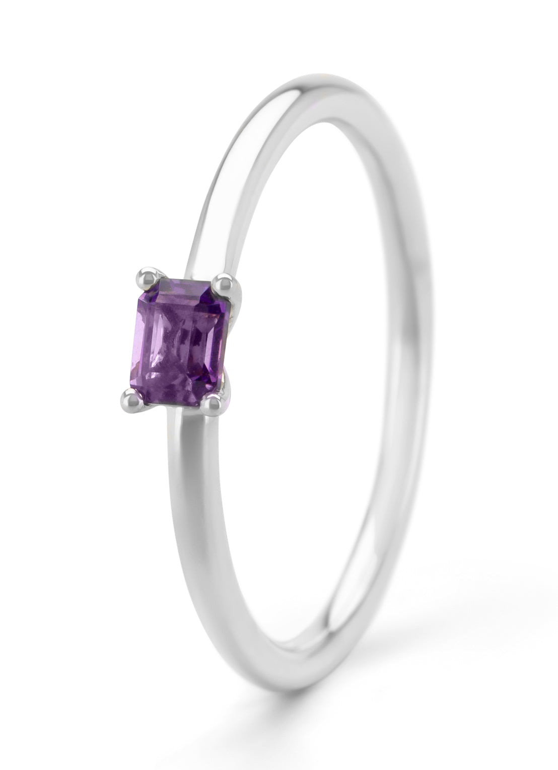 Witgouden ring, 0.21 ct paarse amethist, Joy
