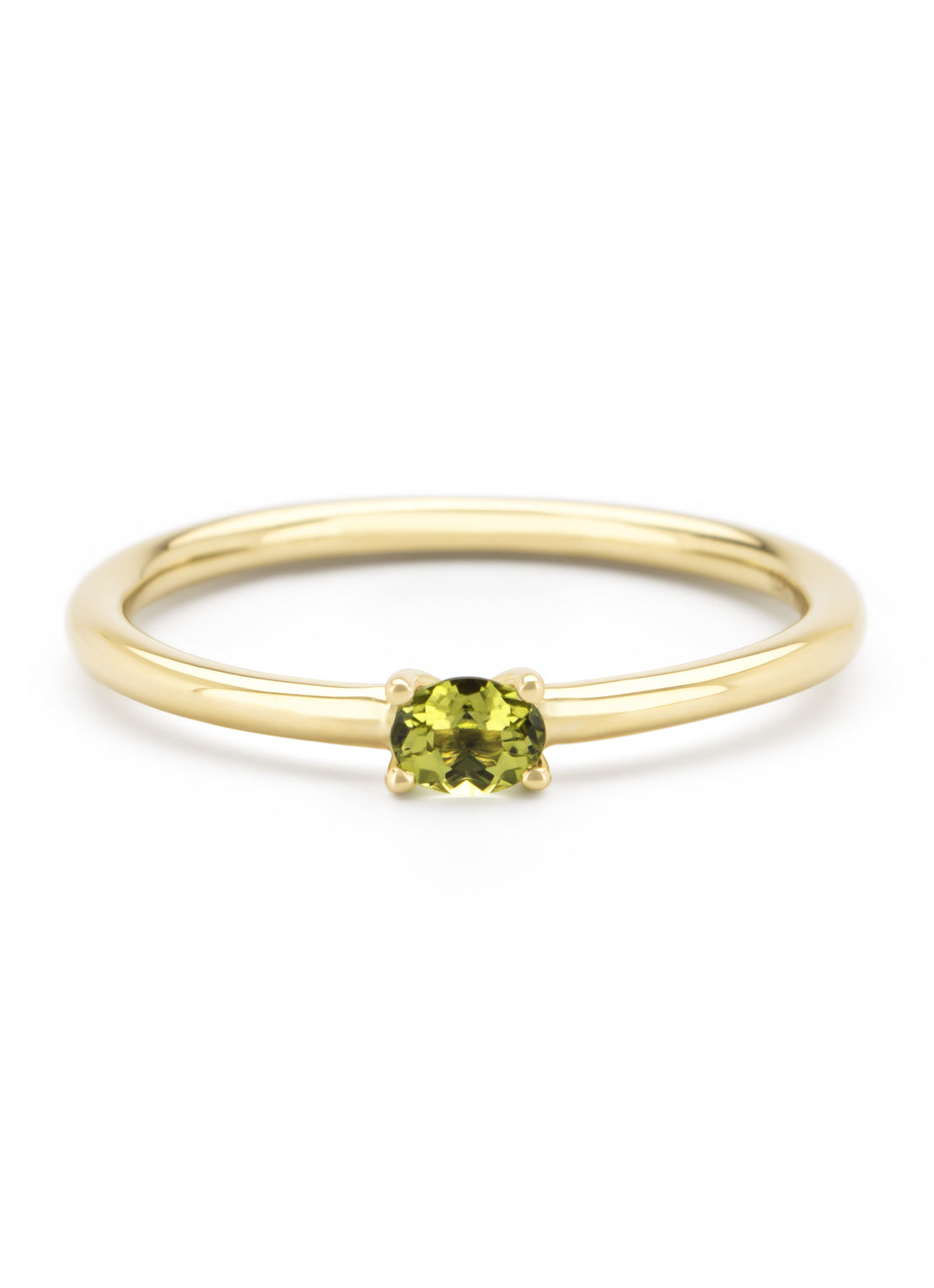 Yellow gold ring, 0.19 ct peridoot, joy