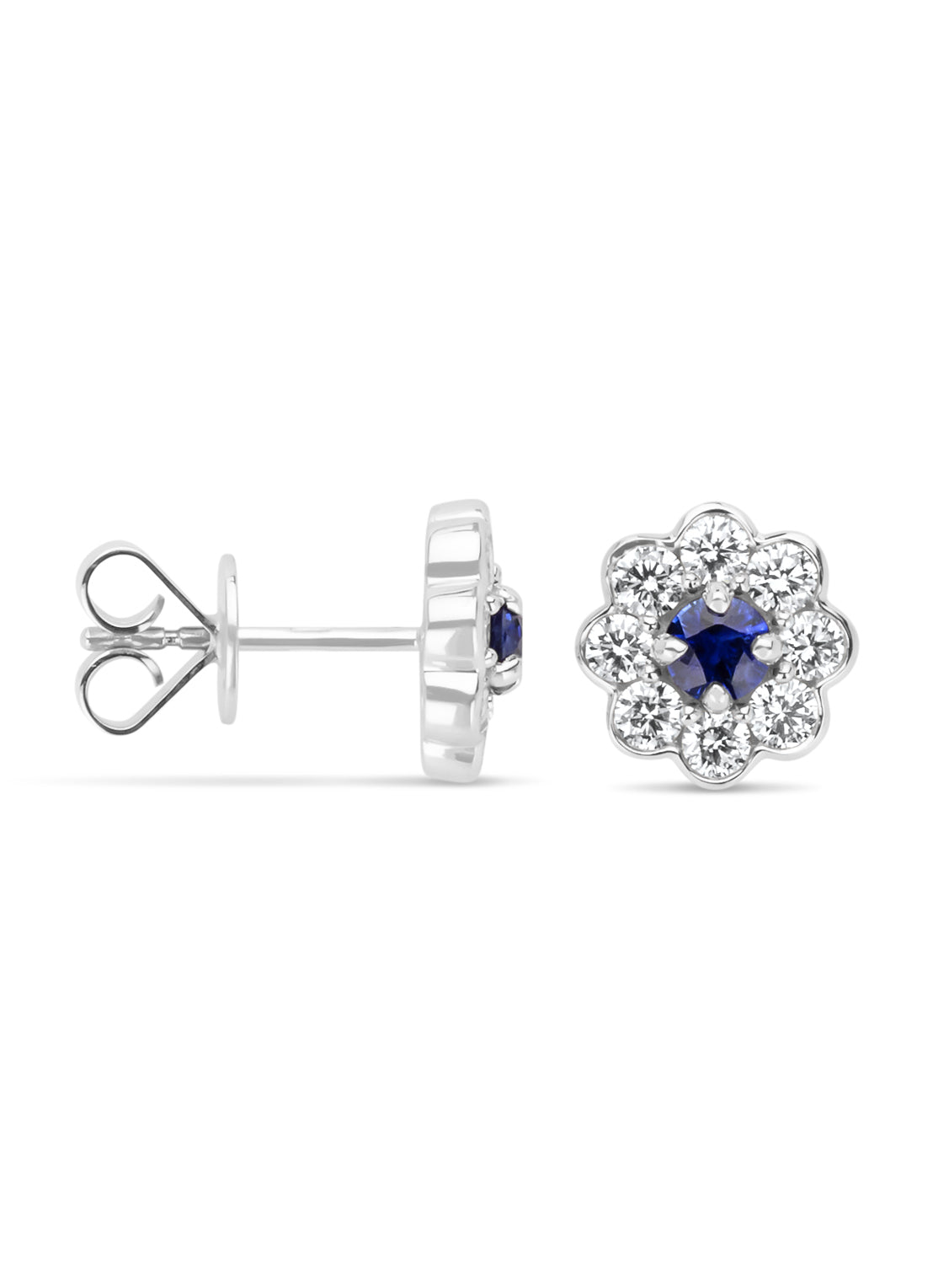 White gold earrings, 0.40 ct blue sapphire, Majestic