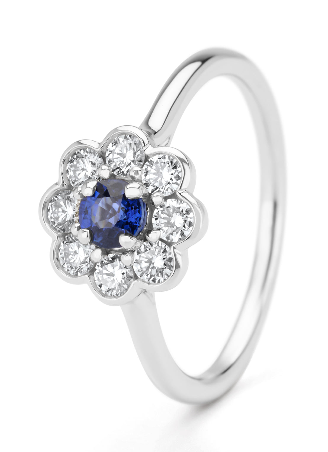 White gold ring, 0.33 CT Blue Sapphire, Majestic