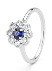 White gold ring, 0.33 CT Blue Sapphire, Majestic