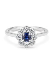 Witgouden ring, 0.33 ct blauwe saffier, Majestic