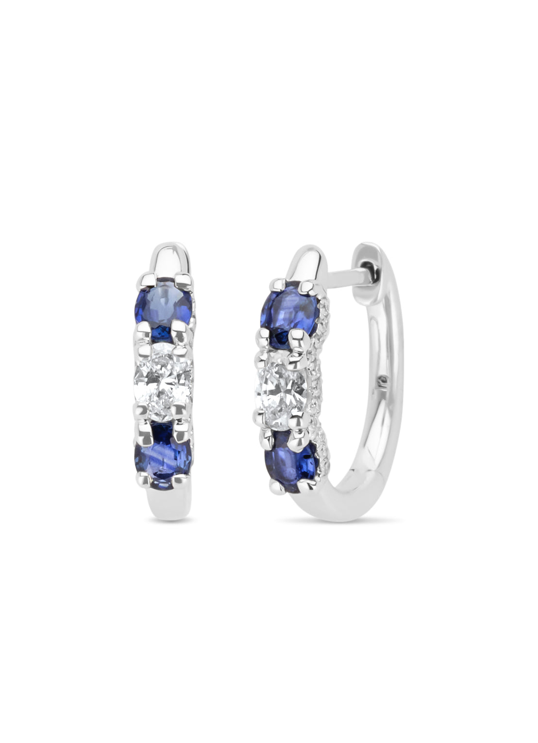 Witgouden oorsieraden, 0.68 ct blauwe saffier, Majestic