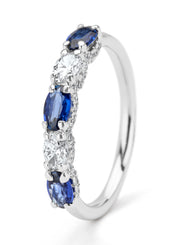 White gold ring, 0.75 ct blue sapphire, majestic