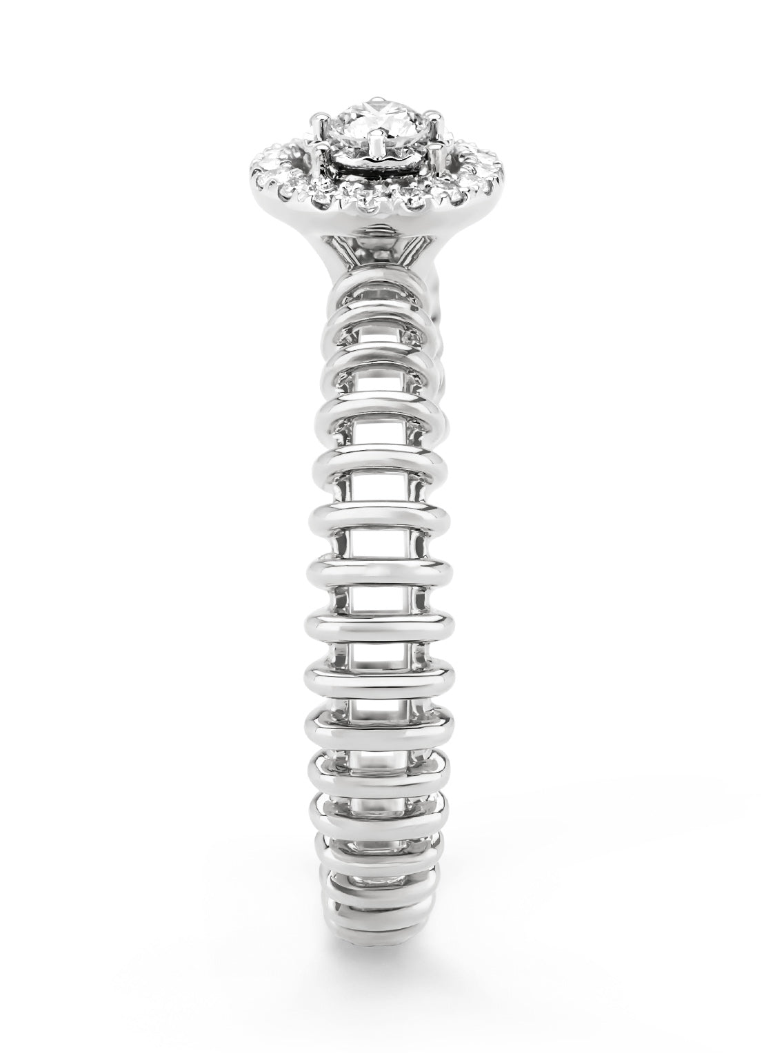 Witgouden ring, 0.17 ct diamant, Solitair