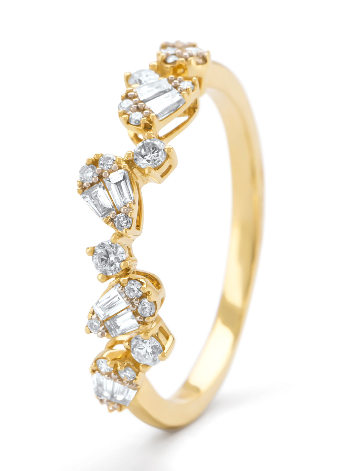 Yellow gold ring, 0.37 ct diamond, petite romance