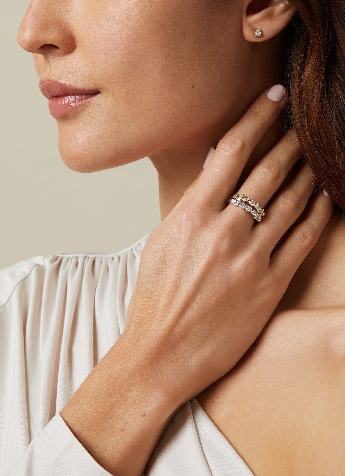 White gold ring, 0.45 ct diamond, petite romance