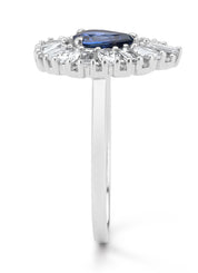 White gold ring, 0.76 ct blue sapphire, gallery