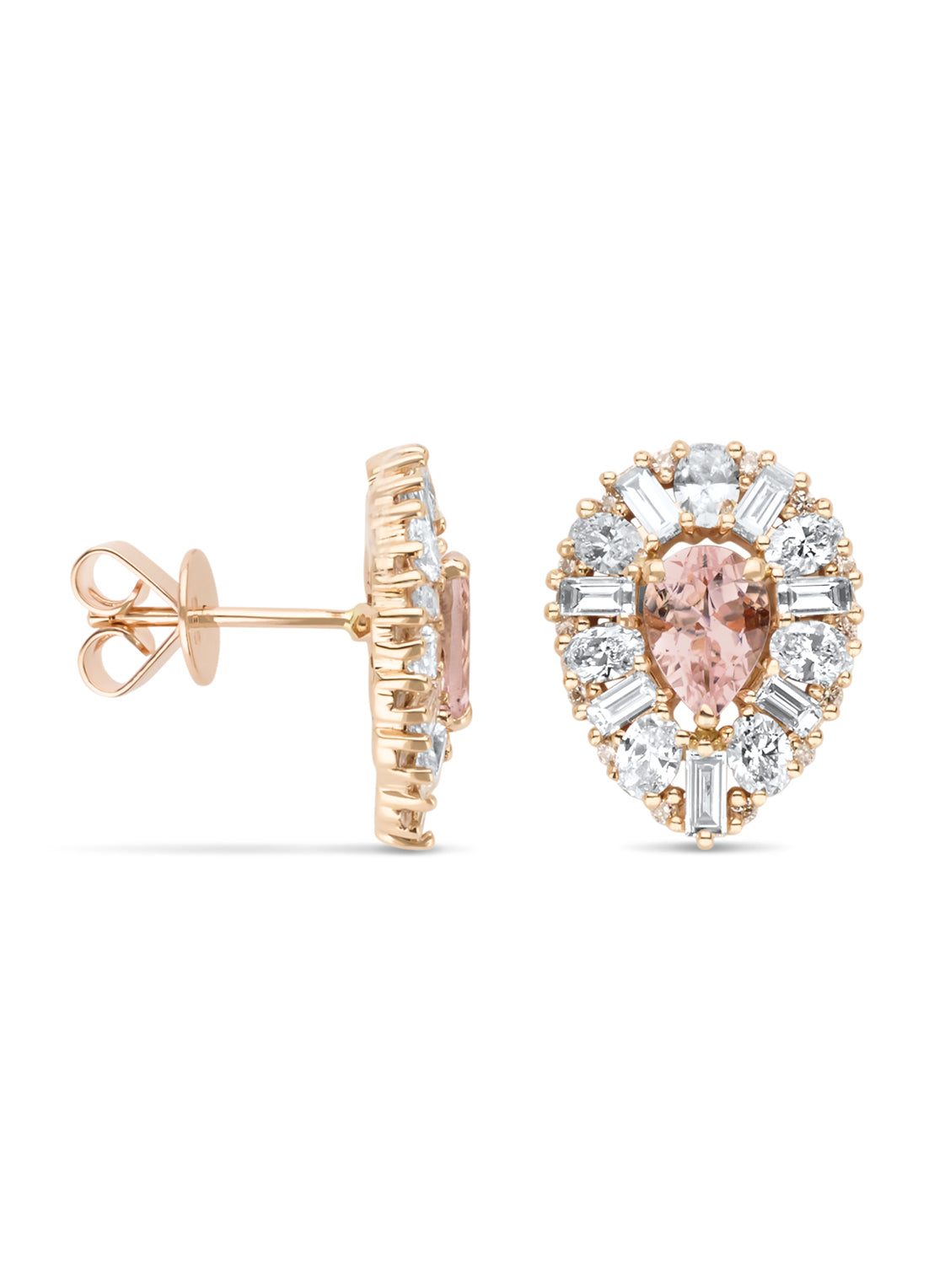 Rose gold earrings, 1.12 ct morganite, Gallery