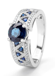 Witgouden ring, 1.75 ct blauwe saffier