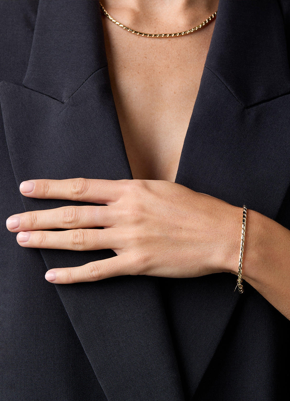 Geelgouden schakelarmband Timeless Treasures 18 cm