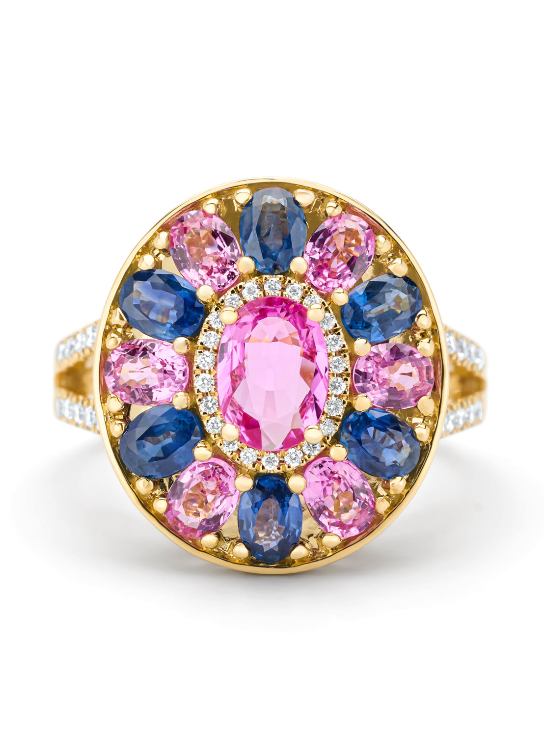 Geelgouden ring, 1.98 ct roze saffier, Gallery